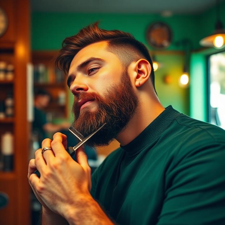 Barbeiro aparando barba